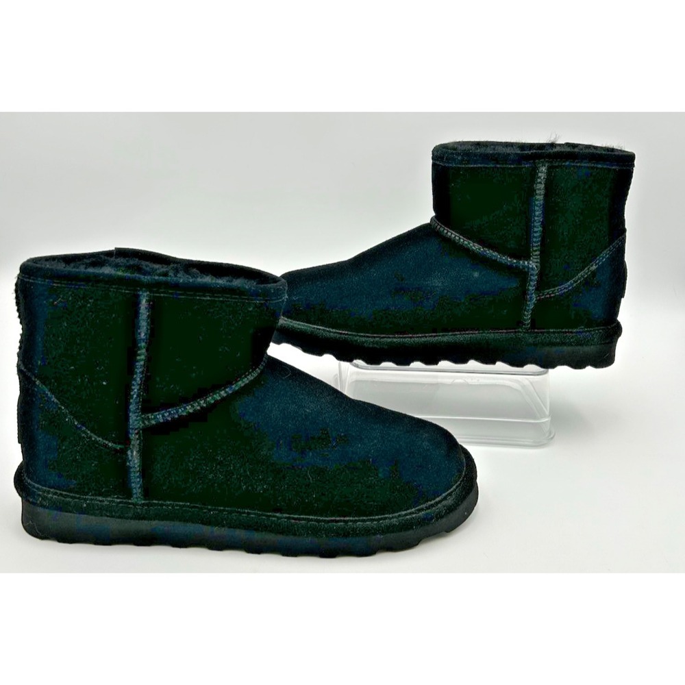 Bearpaw Womens Alyssa Boots Size 10 Black Suede Booties Sheepskin Fur Lined New